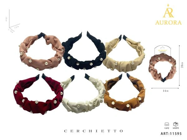Cerchietto Bombato AURORA Effetto Scrunchie con Perle Decorative