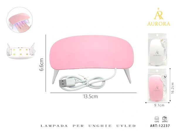 Lampade UV/LED Portatili AURORA: Asciuga Smalto Compatto in Rosa