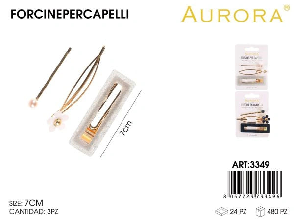 Tris di Forcine Eleganti AURORA in Metallo Dorato e Resina