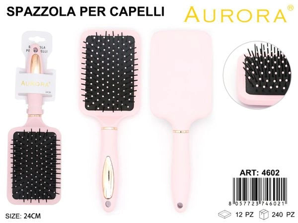 Spazzola Districante AURORA Rosa e Oro: Setole Massaggianti per Capelli Senza Nodi
