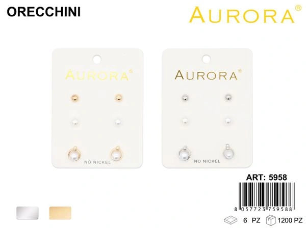 Tris di Orecchini Minimal AURORA: Punti Luce, Perle e Forme Geometriche