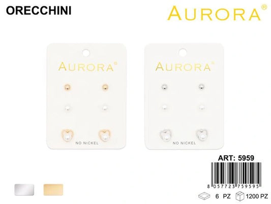 Tris di Orecchini Minimal AURORA: Punti Luce, Perle e Forme Geometriche