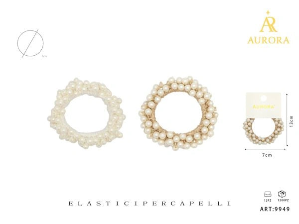 Pince à cheveux AURORA ornée de bijoux : élastique recouvert de perles élégantes