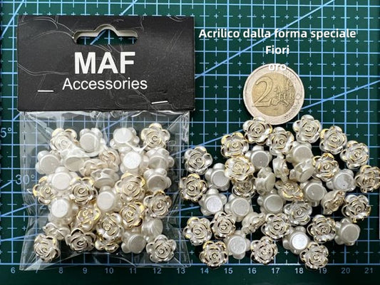 Acrilico dalla forma speciale fiori BIANCO E ORO piccolo - SUNTIMEMODA