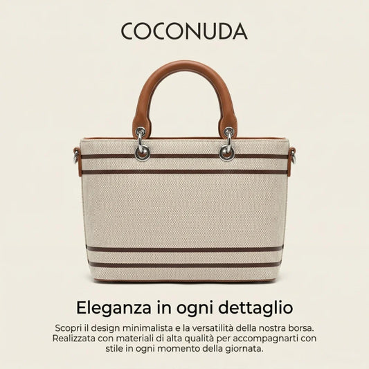 Borsa a mano COCONUDA con righe marroni e design minimalista chic - SUNTIMEMODA