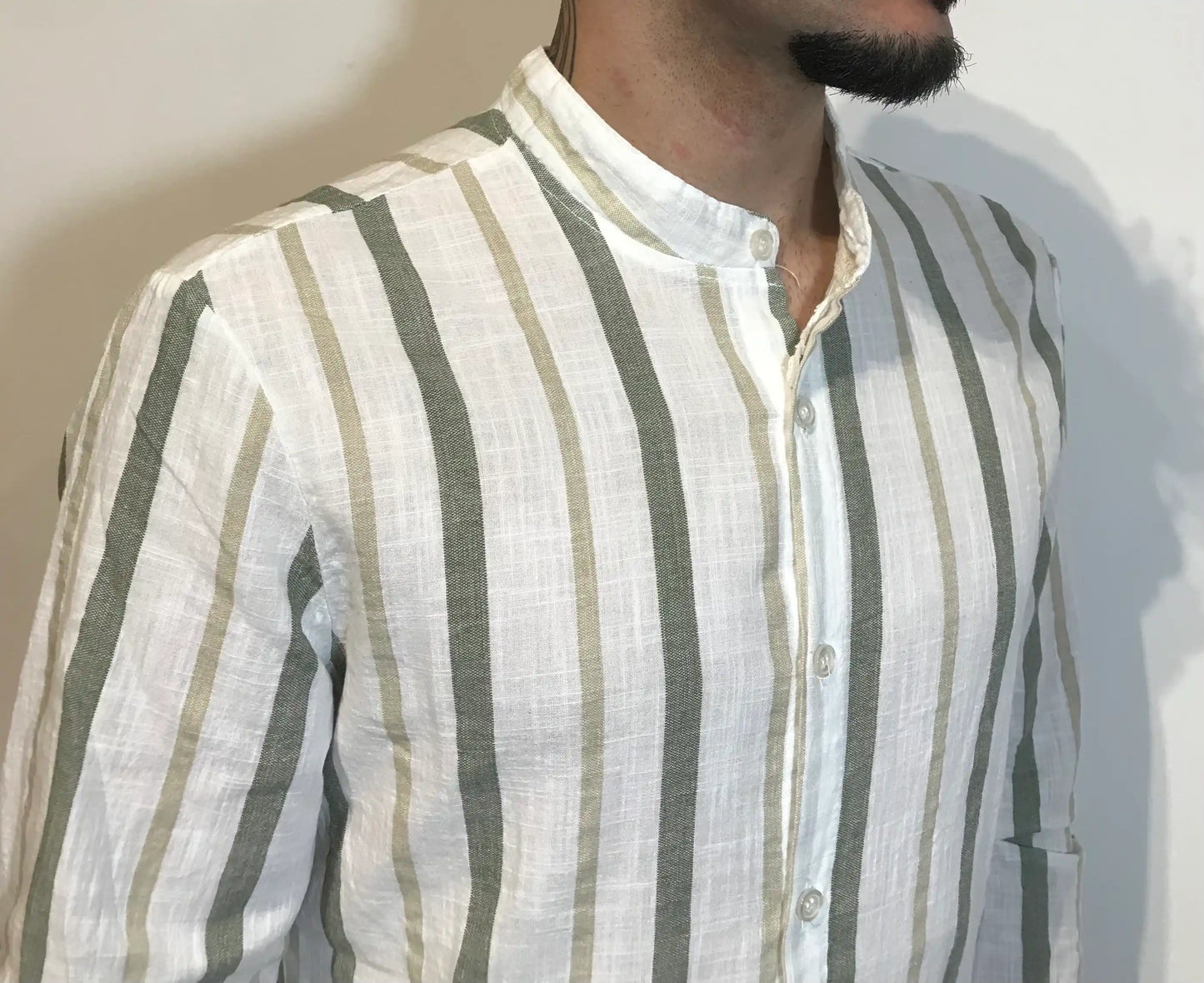 Camicie Uomo Colletto Coreano verde - SUNTIMEMODA