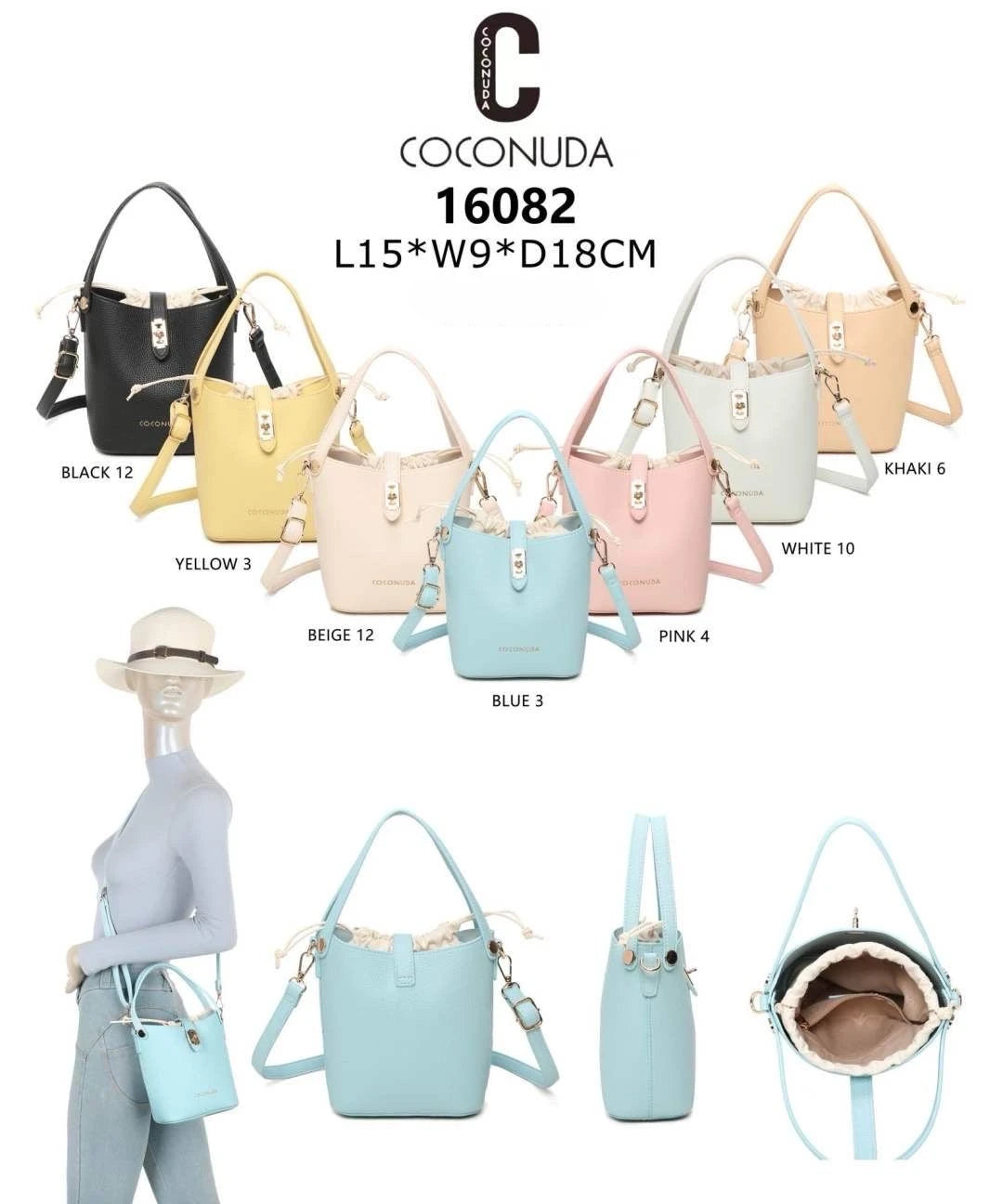 Collezione borse a tracolla Coconuda 16082 colori pastello e dimensioni - SUNTIMEMODA
