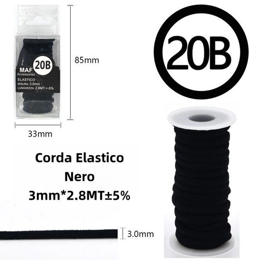 Corda Elastico nero 3mm*2.8mt - SUNTIMEMODA