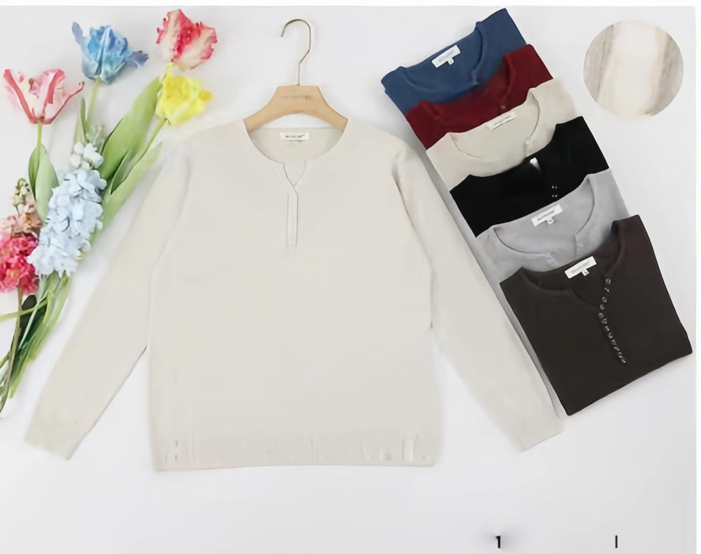 Maglia maniche lunghe scolla a V COLOR - SUNTIMEMODA