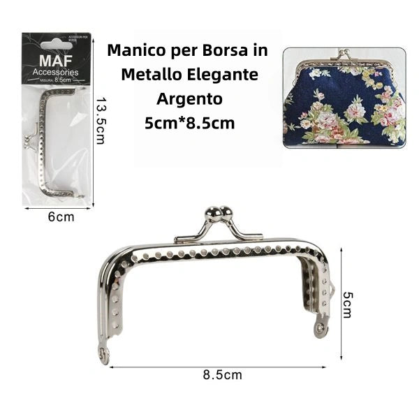 Manico per Borsa in Metallo Elegante argento 5cm*8.5cm - SUNTIMEMODA