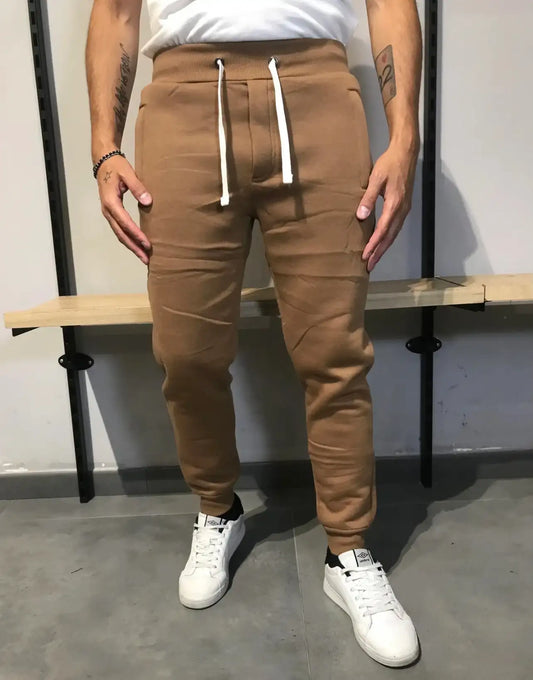Pantaloni Jogger Uomo Felpati con Coulisse MARRONE - SUNTIMEMODA