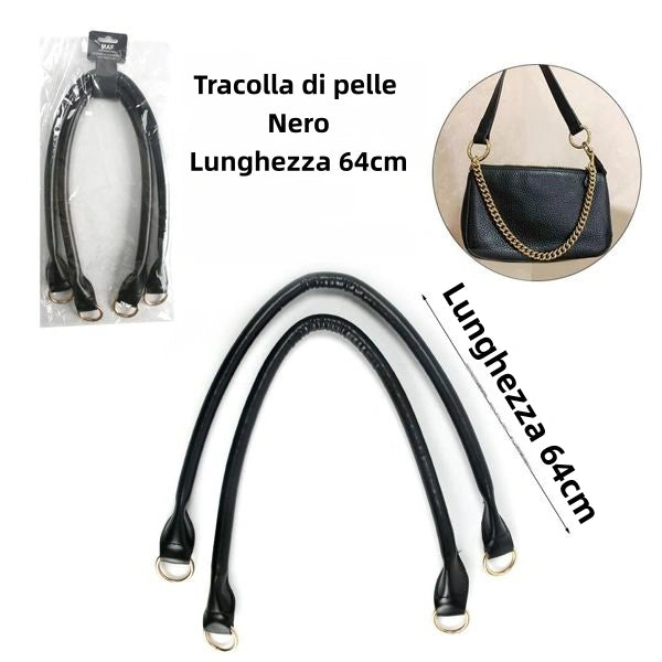 Tracolla di pelle nero lunghezza 64cm - SUNTIMEMODA