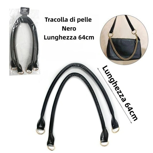 Tracolla di pelle nero lunghezza 64cm - SUNTIMEMODA