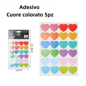 adesivo cuore colorato 5pz - SUNTIMEMODA