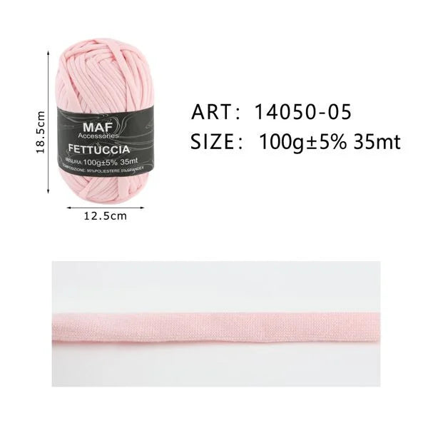 Gomitolo piccolo fettuccia rosa chiaro 100g morbida per creazioni handmade - SUNTIMEMODA