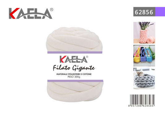Gomitolo di filato gigante 300g in poliestere beige per creare borse fatte a mano - Suntime Moda