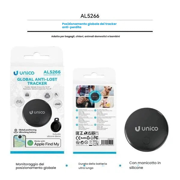 Localizzatore GPS nero compatto con design in plastica e silicone resistente - Suntime Moda