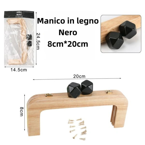 manico in legno BEIGE CON NERO 8cm*20cm - SUNTIMEMODA
