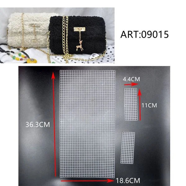Set 3 pezzi rete plastica canvas con misure 36.3cm e laterali 11cm per borsa fai da te art 09015 - SUNTIMEMODA