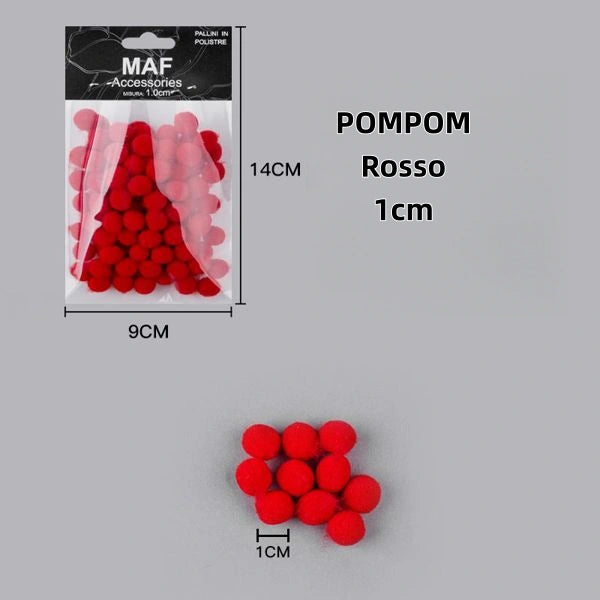pompom rosso 1cm - SUNTIMEMODA
