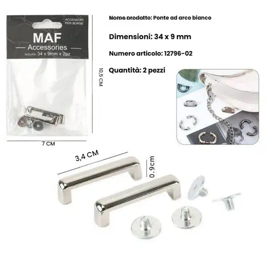 Ponti metallici colore bianco K (argento) per attacco tracolla borsa fai da te - SUNTIMEMODA