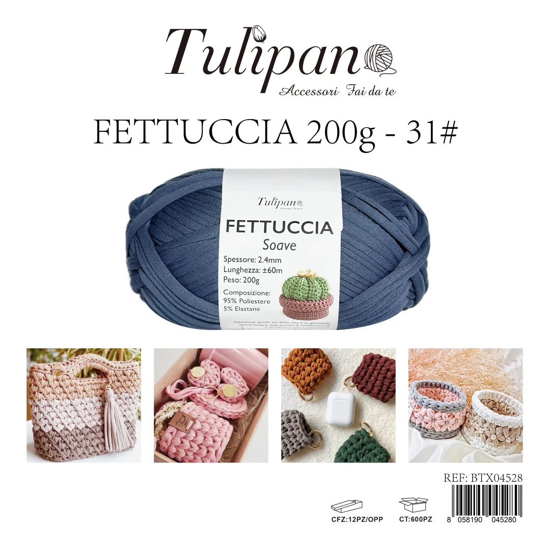 Gomitolo di Fettuccia Elastica Tulipan Soave per Uncinetto 200g