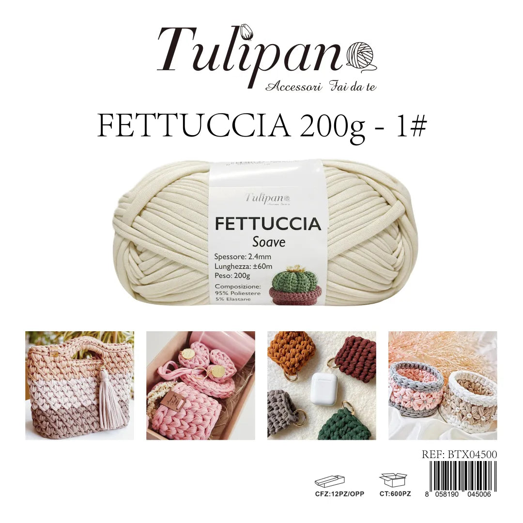 Gomitolo di Fettuccia Elastica Tulipan Soave per Uncinetto 200g