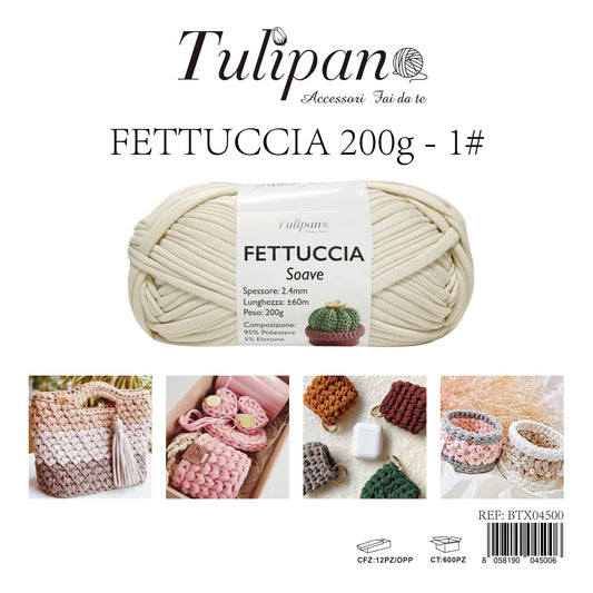 Gomitolo di Fettuccia Elastica Tulipan Soave per Uncinetto 200g