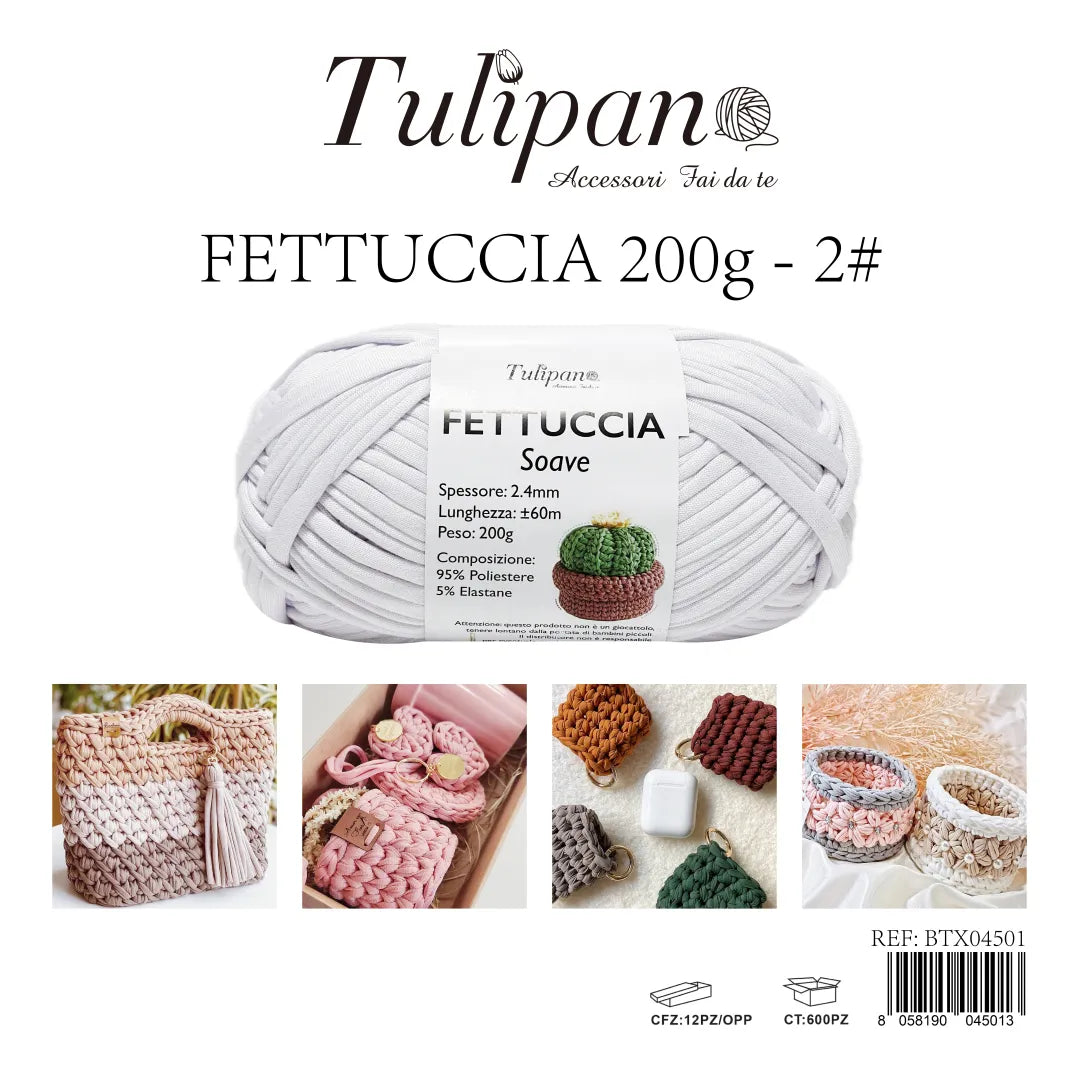 Gomitolo di Fettuccia Elastica Tulipan Soave per Uncinetto 200g