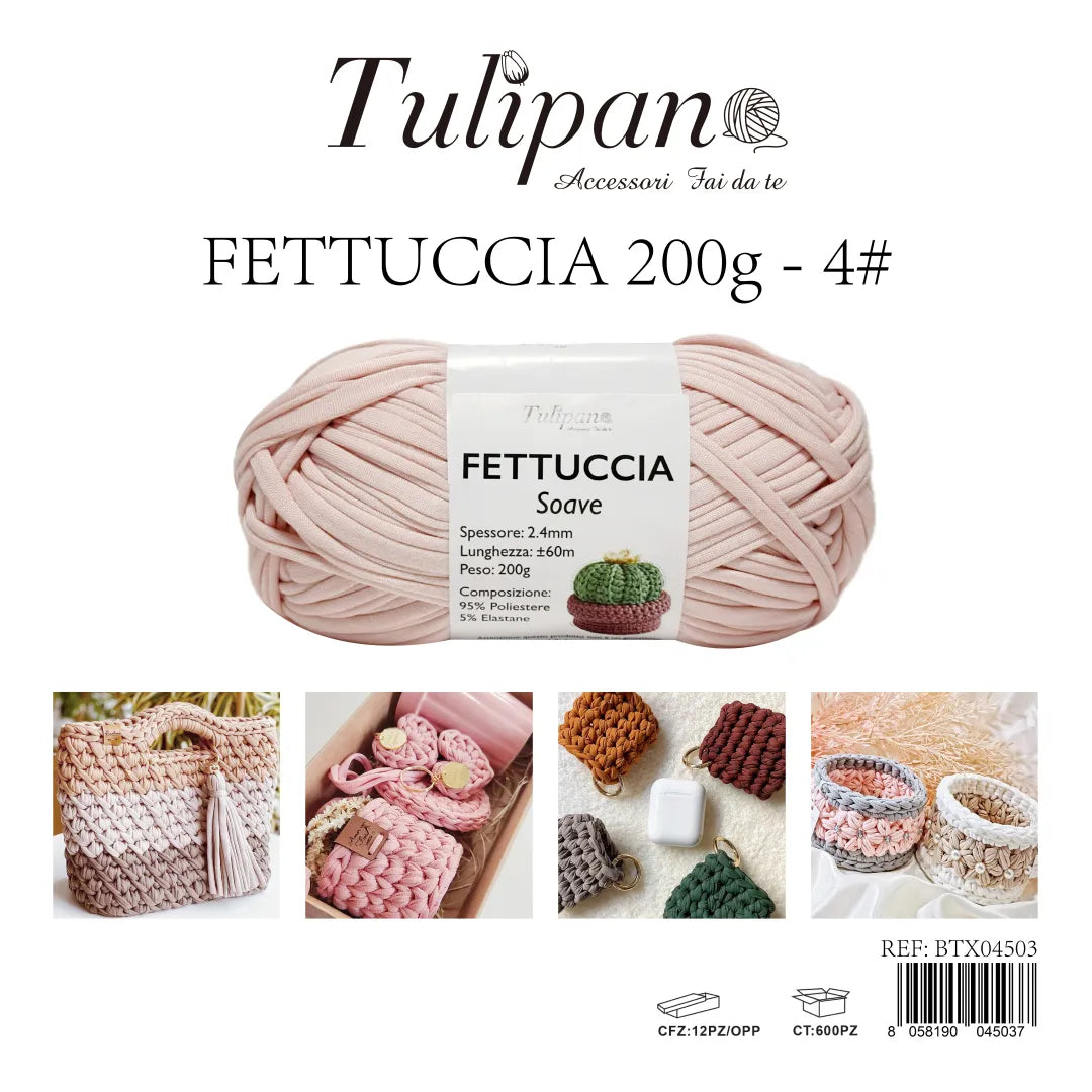 Gomitolo di Fettuccia Elastica Tulipan Soave per Uncinetto 200g