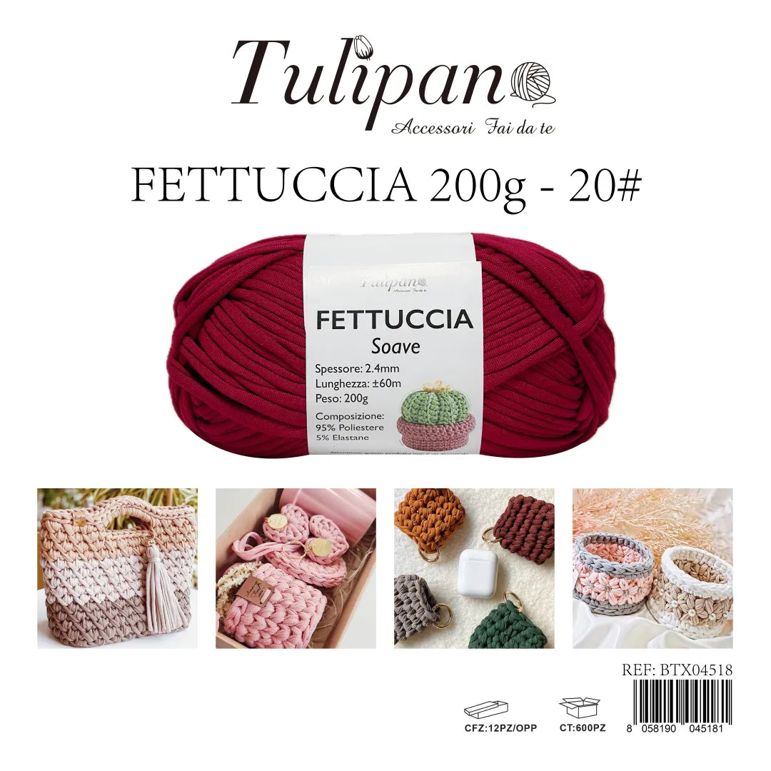 Gomitolo di Fettuccia Elastica Tulipan Soave per Uncinetto 200g