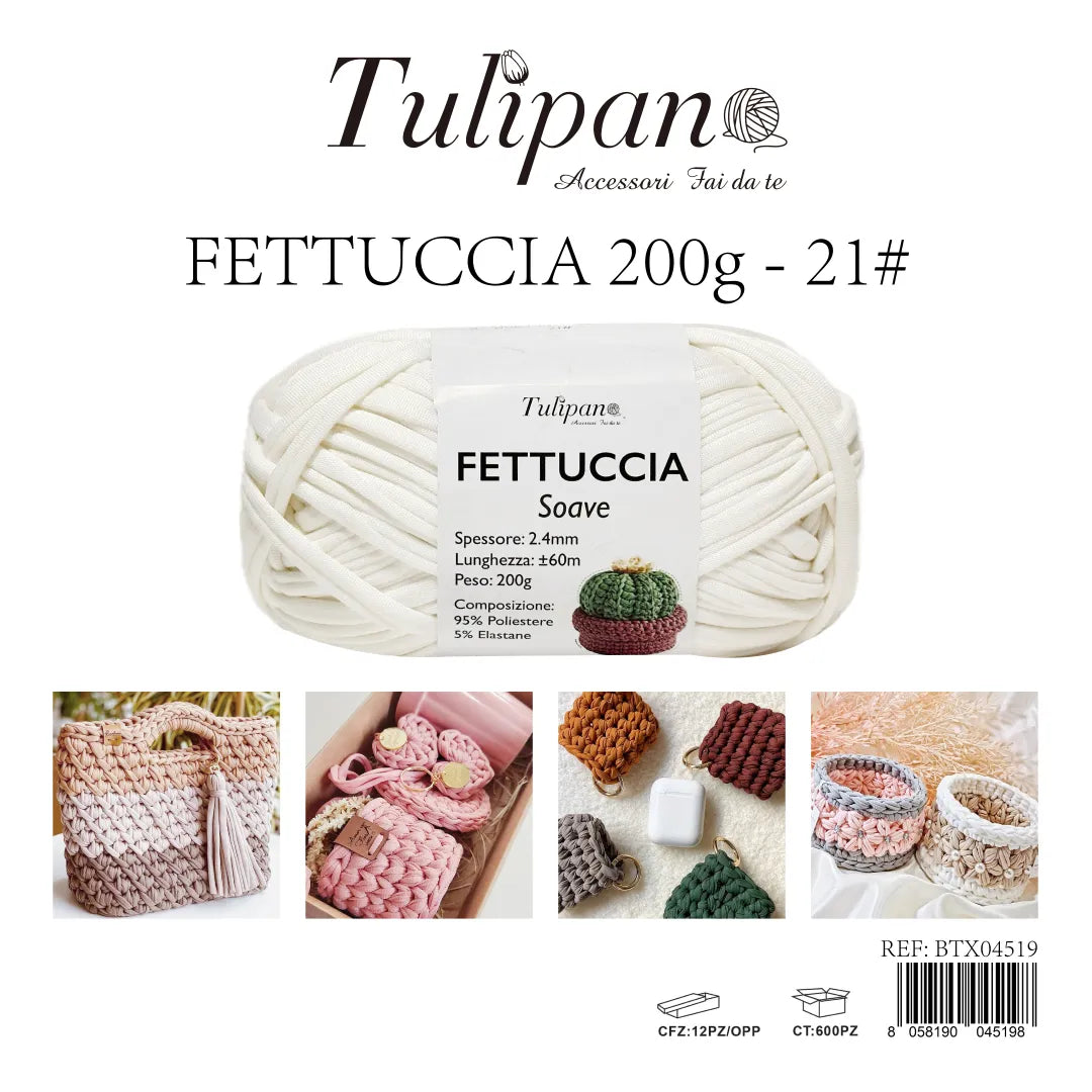 Gomitolo di Fettuccia Elastica Tulipan Soave per Uncinetto 200g