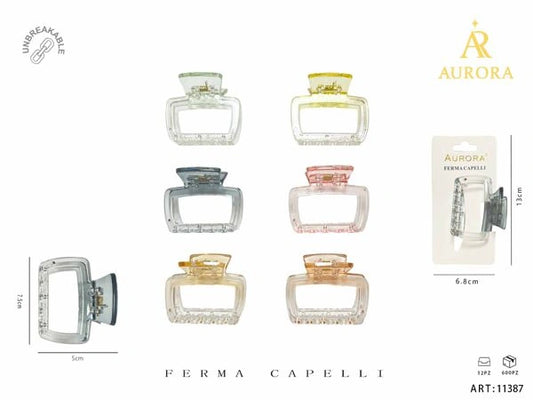 Pinza Ferma Capelli AURORA "Unbreakable" con Design Geometrico