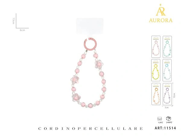 Aurora Smartphone Wrist Strap with Beads and Floral Charms