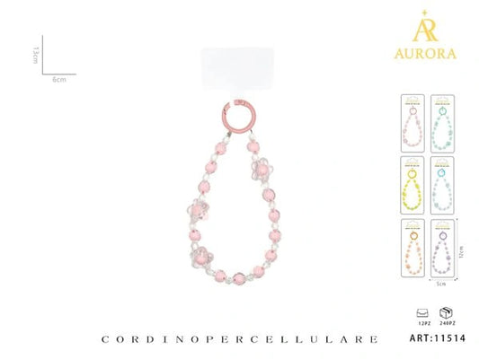 Laccetto da Polso AURORA per Smartphone con Perline e Charm Floreali