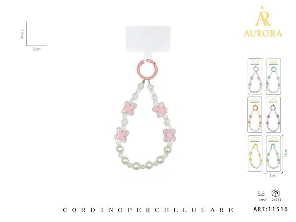 Aurora Smartphone Wrist Strap with Beads and Floral Charms
