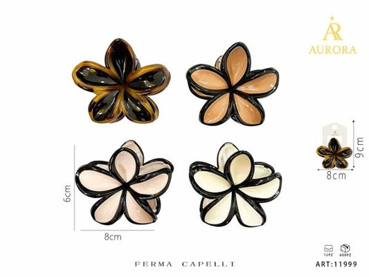 Pinza Fermacapelli AURORA Design Floreale Moderno con Bordi a Contrasto