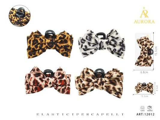 Molletta a Fiocco AURORA: Stampa Leopardata e Punti Luce