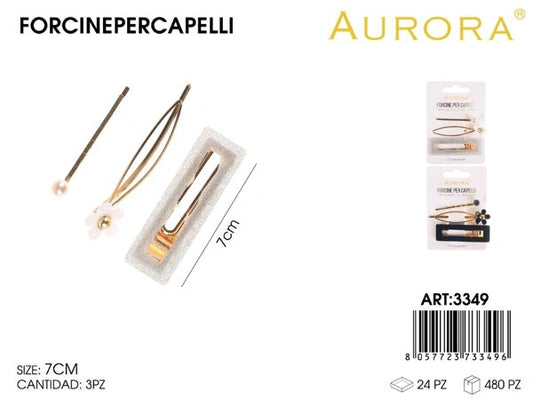 Tris di Forcine Eleganti AURORA in Metallo Dorato e Resina