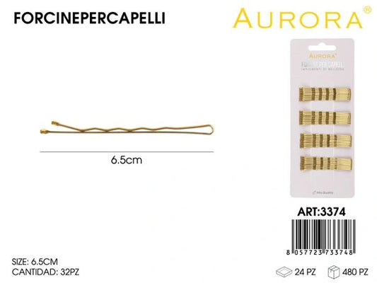 Kit Scorta 32 Forcine Professionali AURORA Dorate: Liscie o Ondulate