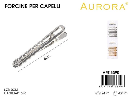 Set 6 Fermagli a Becco AURORA: Design Ondulato Minimal in Metallo