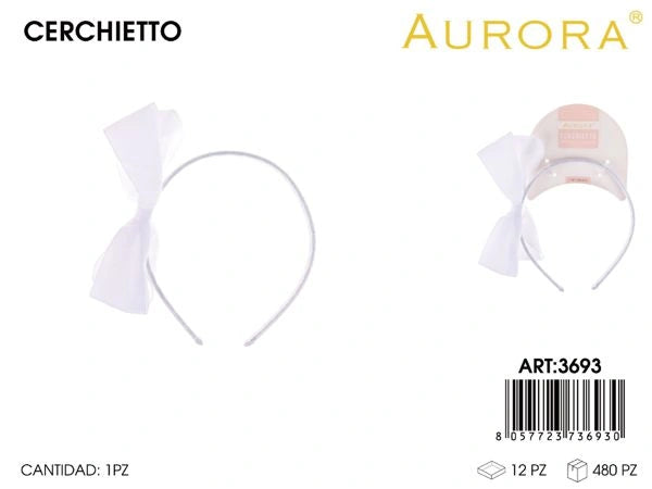 Cerchietto AURORA Bianco con Fiocco in Tulle Etereo