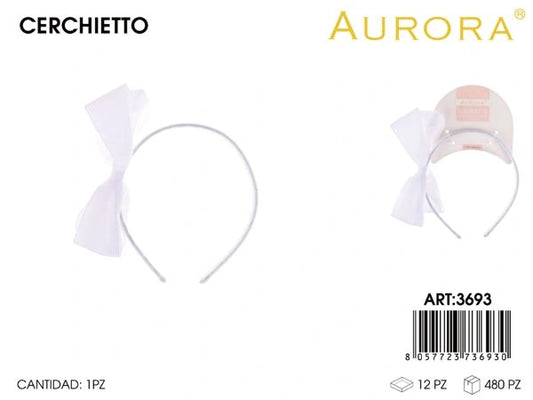 Cerchietto AURORA Bianco con Fiocco in Tulle Etereo