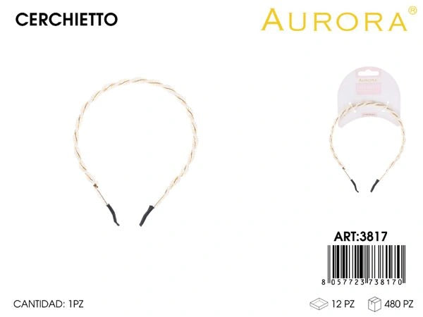 Cerchietto Minimal AURORA con Design a Torsade in Metallo