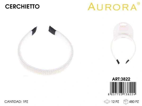 Cerchietto a Fascia AURORA: Design Classico con Copertura Totale di Perle