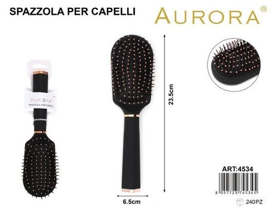 Spazzola Professionale AURORA Nera e Oro Rosa: Setole Massaggianti Anti-Nodi