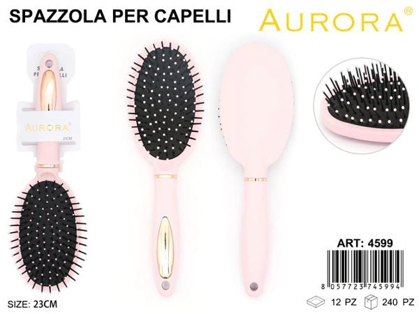 Spazzola Districante AURORA Rosa e Oro: Setole Massaggianti per Capelli Senza Nodi