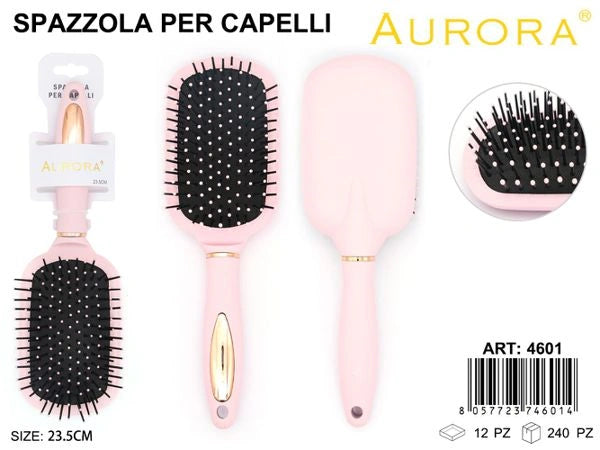 Spazzola Districante AURORA Rosa e Oro: Setole Massaggianti per Capelli Senza Nodi