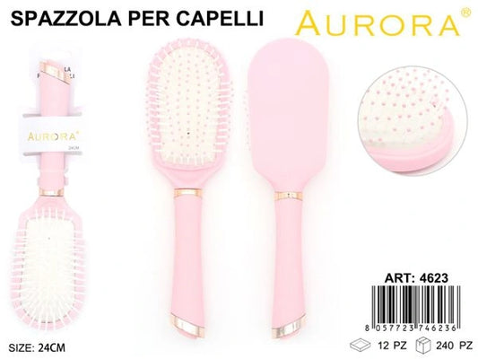 Spazzola Districante AURORA Rosa e Oro: Design Ovale, Paddle e Ventilata