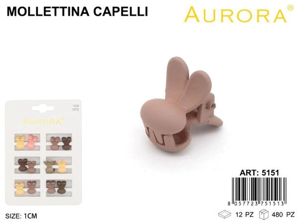 Kit 12 Mini Pinze AURORA a Forma di Coniglietto con Finitura Soft-Touch